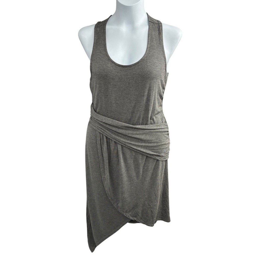 JustFab Gray Asymmetrical Wrap Dress Racerback Stretch XL